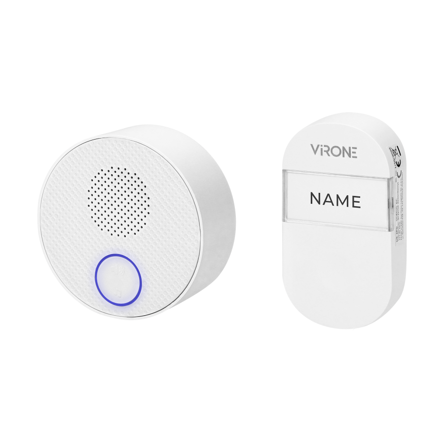 SONUS AC wireless doorbell, plug-in system, with battery-free button, learning system, 38 ringtones, operation range up to 100m